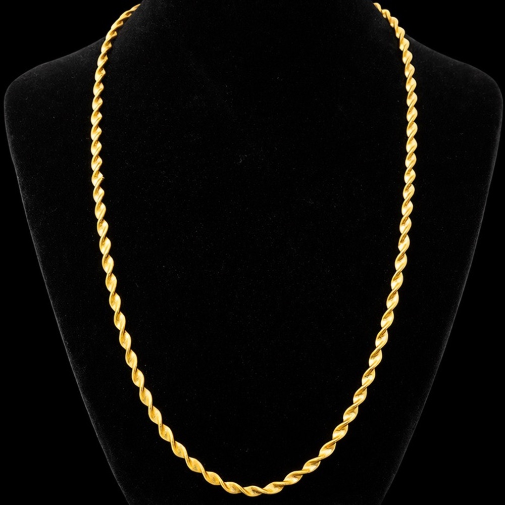 30” 18k Gold Technibond Diamond Cut Twisted Herringbone men Necklace Vintage HSN